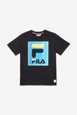 FILA Tavares Tee Shirts Black,Kids Clothing | CA.KLFJTE492